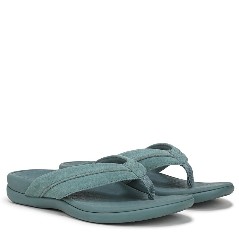 Vionic Women's Shore Toe Post Sandals (Bodega Blue Suede Leather) - Size 7.0 M