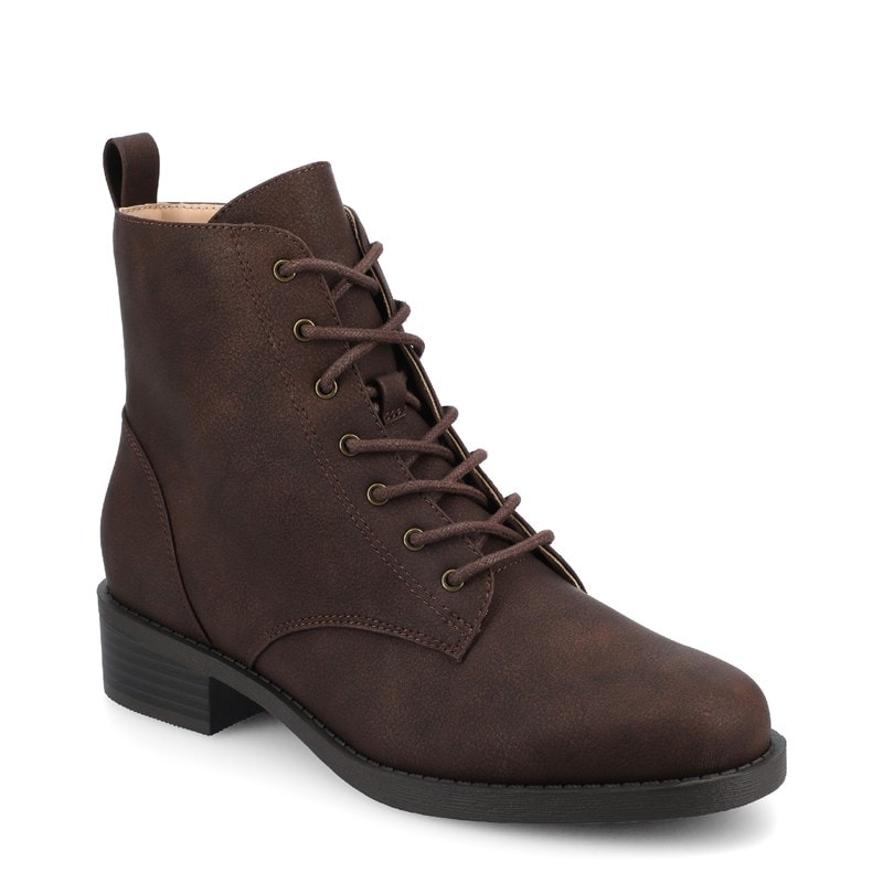 Journee Women's Kodah Medium/Wide Lace-Up Ankle Boots (Vintage/Chocolate) - Size 6.0 W