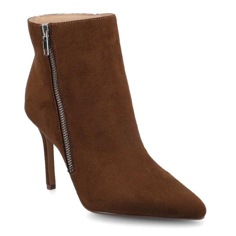 Journee Women's Leyna Medium/Wide Zipper Detail Dress Booties (Chocolate) - Size 8.5 M