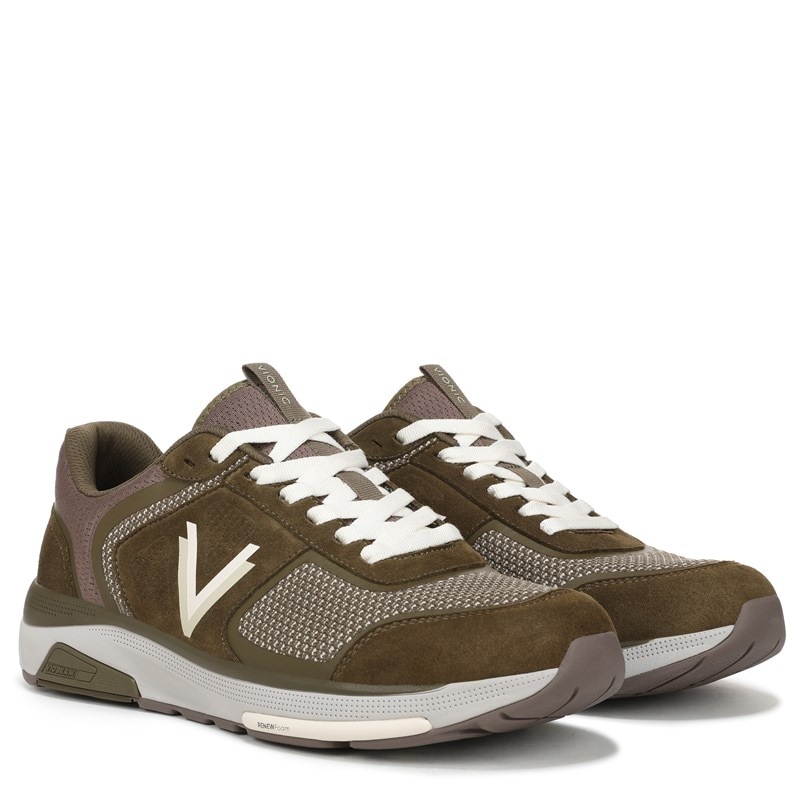 Vionic Men's Walk Strider Knit Sneakers (Dark Olive Knit/Suede) - Size 11.0 M