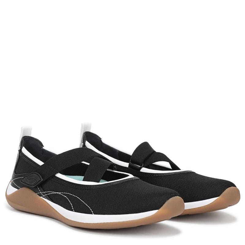 Ryka Women's Era Mary Jane Shoes (Black/White Fabric) - Size 6.0 M