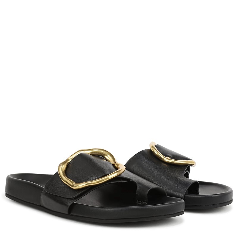 Franco Sarto Women's Brianka Slide Sandals (Black Leather) - Size 6.0 M