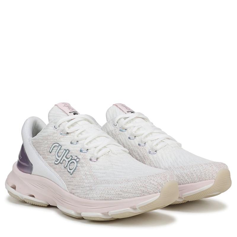 Ryka Women's Devotion X Walking Sneakers (White/Pink Mesh Fabric) - Size 10.0 M