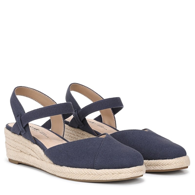 Lifestride Women's Pilar Wedge Sandals (Lux Navy Canvas Fabric) - Size 10.0 M