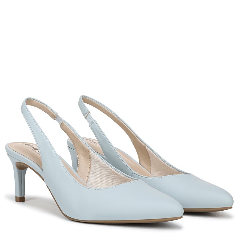 Lifestride Women's Annalise Slingback Pump Shoes (Light Blue Faux Leather) - Size 10.0 W