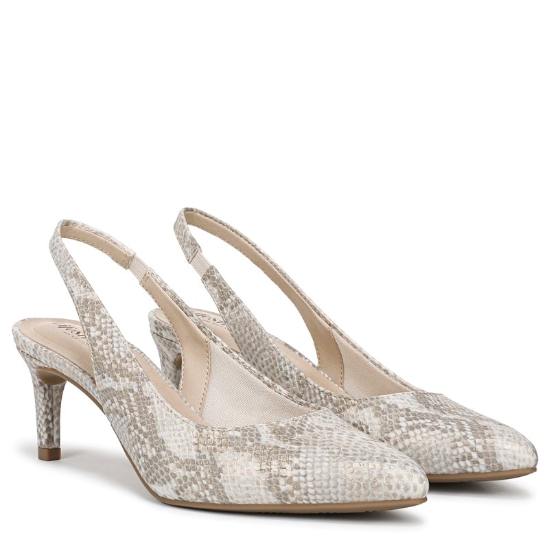 Lifestride Women's Annalise Slingback Pump Shoes (Bone Multi Snake Faux Leather) - Size 11.0 W