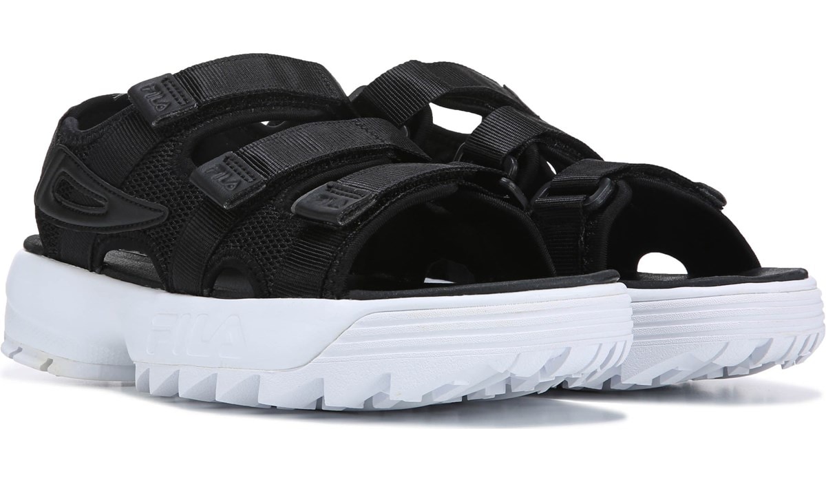 black and white fila sandals