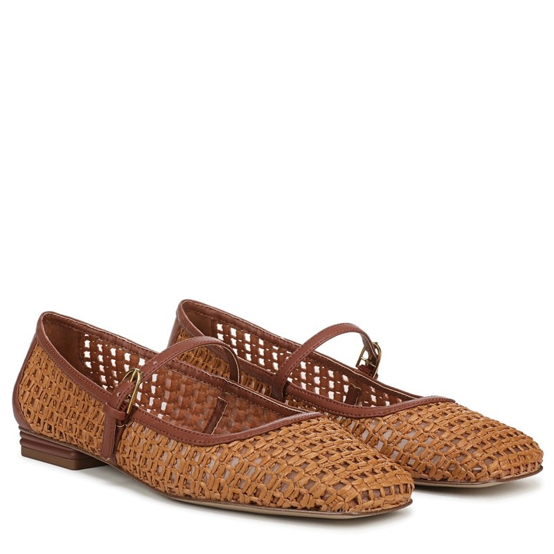 Franco Sarto Women's Tinsley Mary Jane Flat Shoes (Wicker Faux Leather Weave) - Size 5.0 M