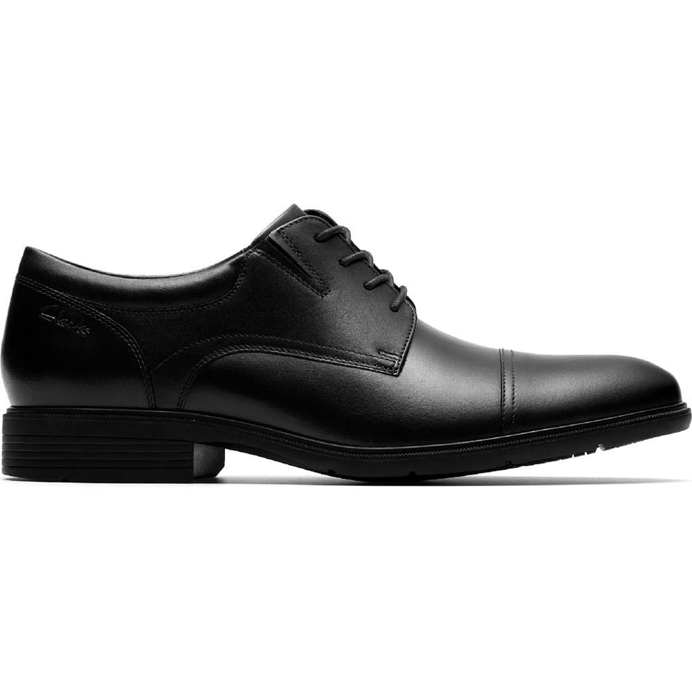 Clarks Steadwell Cap Men's Leather Dress Shoes, Size: 14, Black Leather
