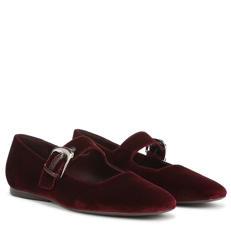 Naturalizer Women's Cosmic Mary Jane Flat Shoes (Cabernet Sauvignon Red Velvet) - Size 5.0 M
