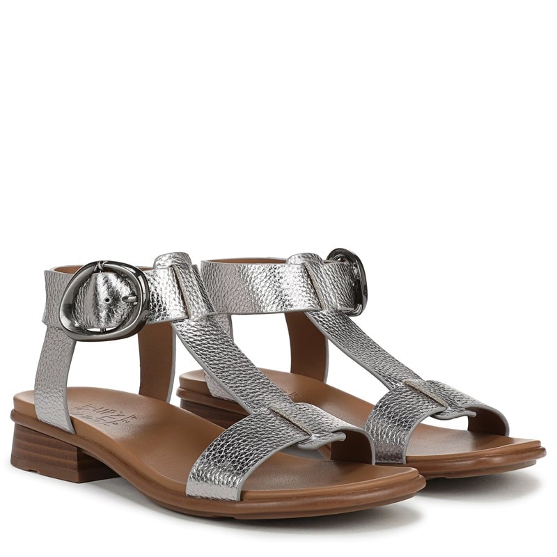 Naturalizer Women's Brandy Sandals (Soft Pewter Silver Leather) - Size 11.0 M