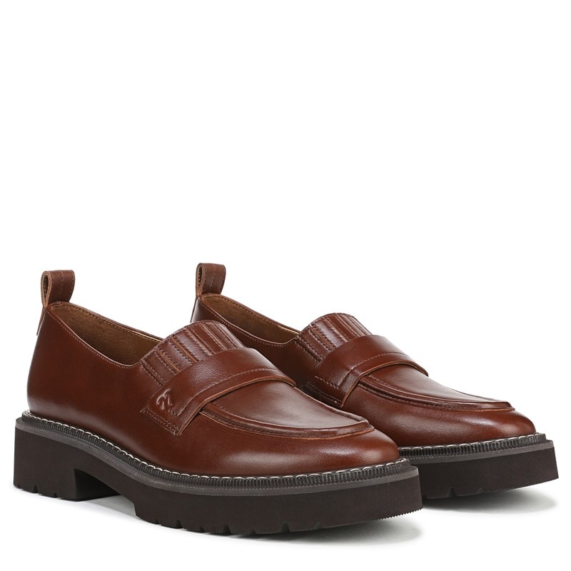 Naturalizer Women's Shawna Platform Loafers (Rich Cognac Brown Leather) - Size 8.5 M