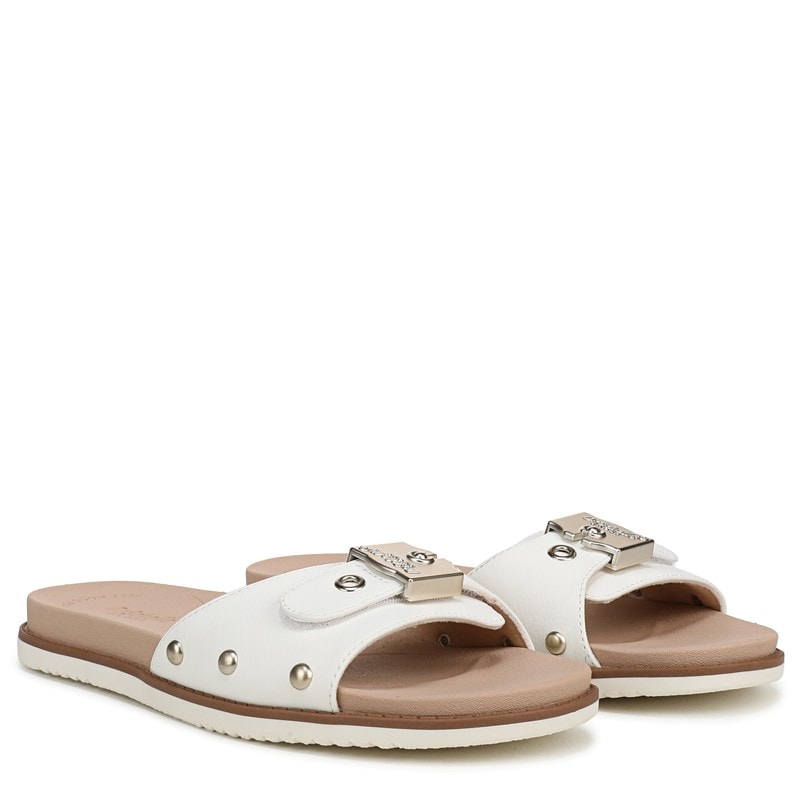 Dr. Scholl's Women's So Original Slide Sandals (White Faux Leather) - Size 8.0 M