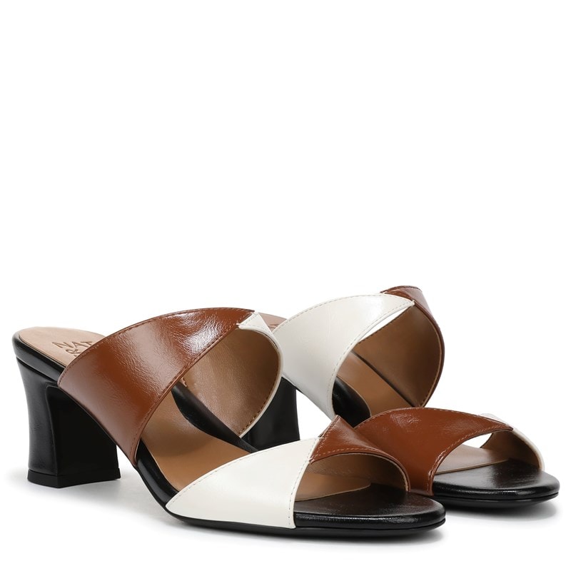 Naturalizer Women's Nessa Slide Sandals (White / Brown Faux Leather) - Size 5.5 M
