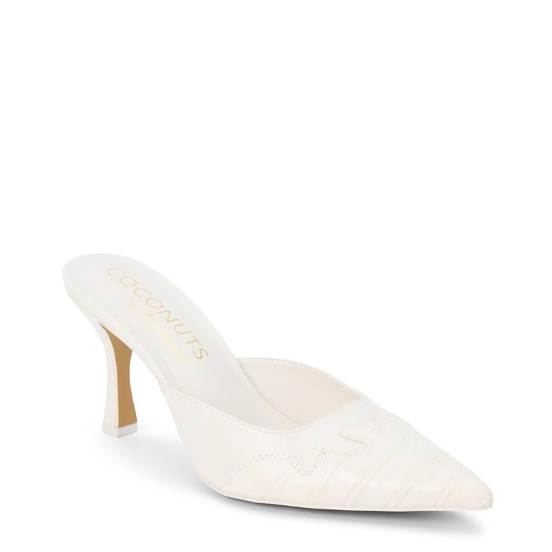 Coconuts Women's Greer Pointed Toe Heel Mule Shoes (Ivory Croc) - Size 10.0 M