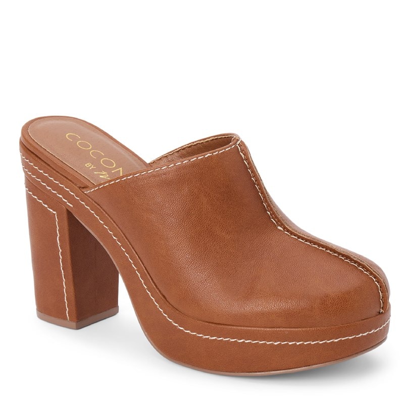 Coconuts Women's Krista Platform Block Heel Mule Shoes (Tan) - Size 6.0 M