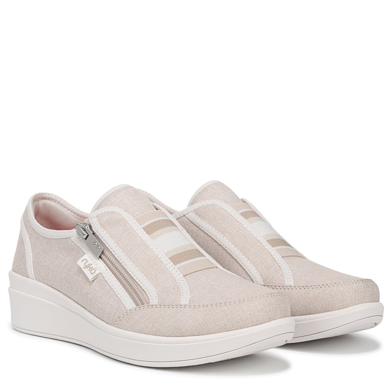Ryka Women's Lounge Zip Slip On Shoes (Natural Tan Fabric) - Size 6.5 M