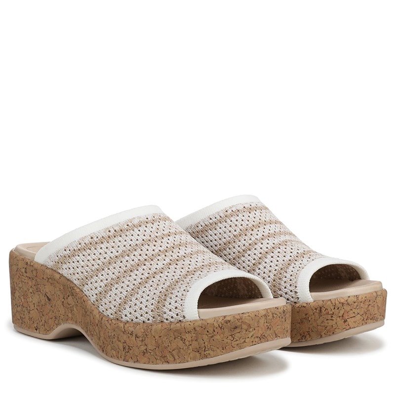 Bzees For Lifestride Women's Very Ready Platform Sandals (Bright White/Sand Fabric) - Size 10.0 M