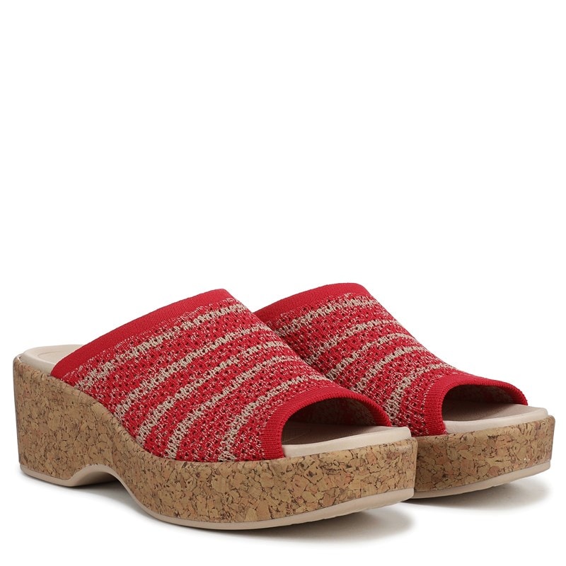 Bzees For Lifestride Women's Very Ready Platform Sandals (Fire Red/Sand Castle Fabric) - Size 9.0 W