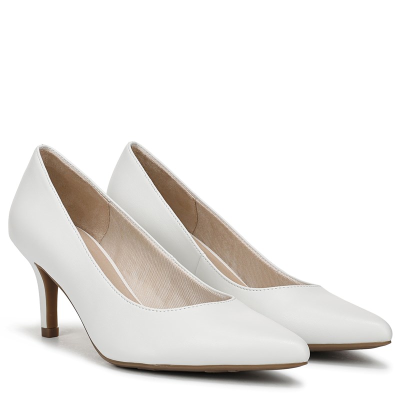 Lifestride Women's Sevyn Pointed Toe Pump Shoes (Bright White Faux Leather) - Size 10.0 M