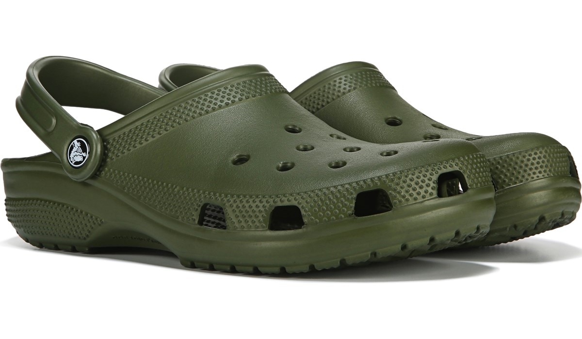 mens army green crocs