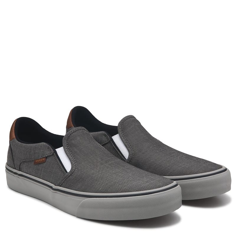 Vans Men's Asher Deluxe Slip On Skate Shoes (Grey/Brown) - Size 8.0 M