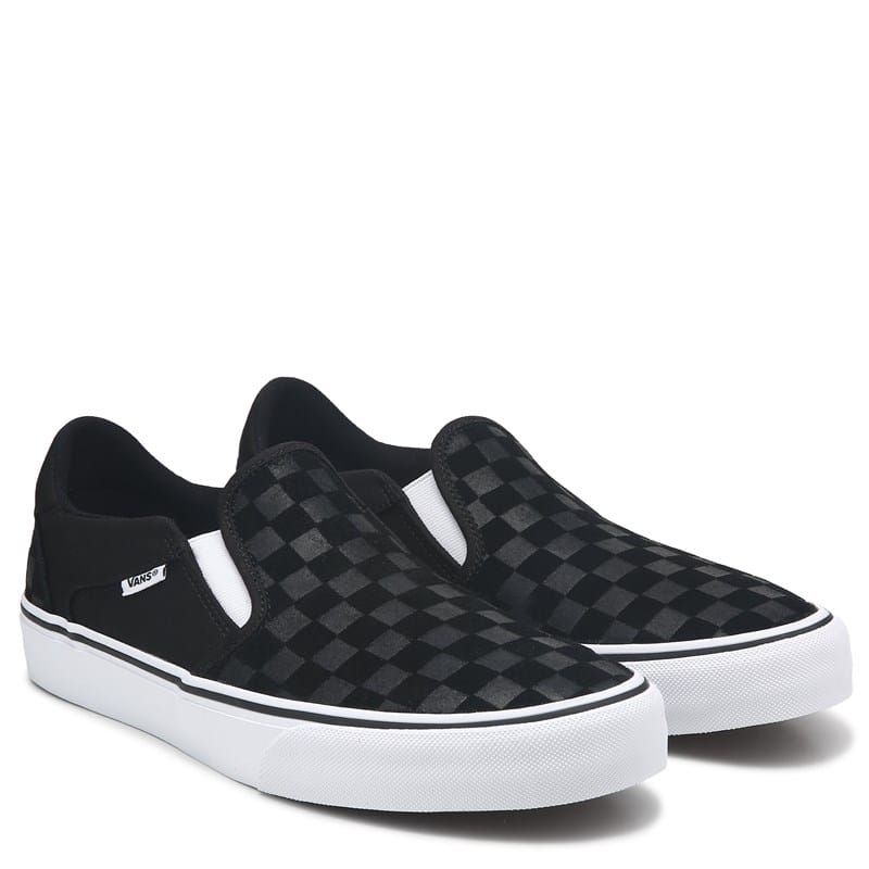 Vans Men's Asher Deluxe Slip On Skate Shoes (Black/Grey) - Size 8.0 M