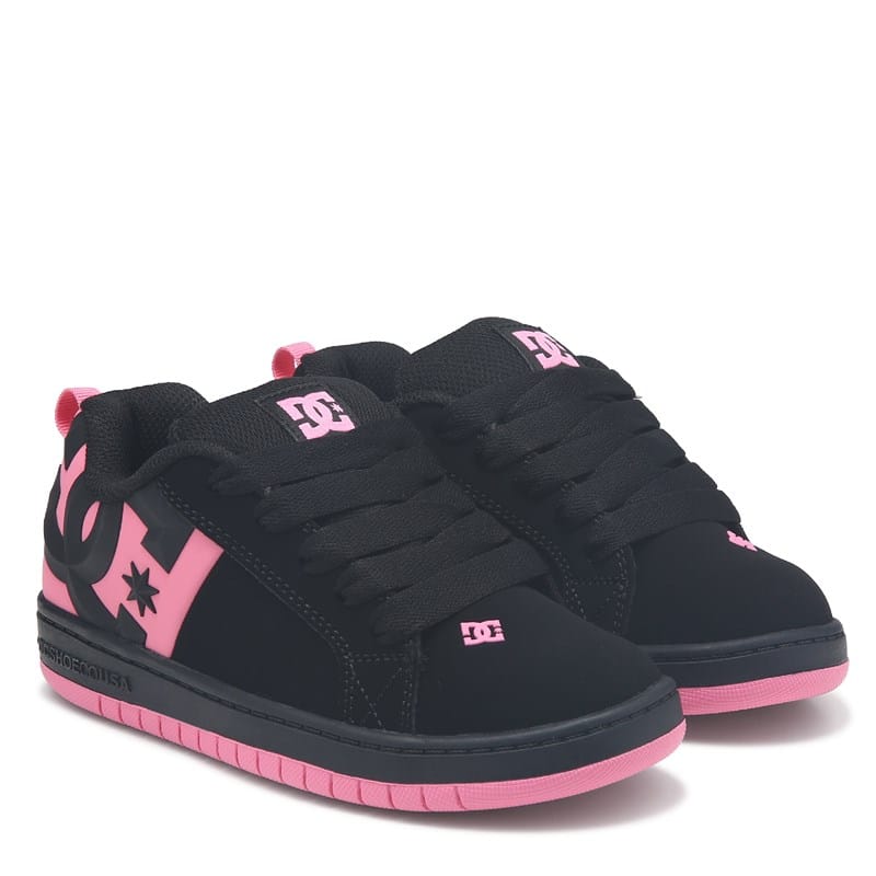 DC Shoes Kids' Court Graffik Sneaker Little/Big Kid Shoes (Black/Pink) - Size 5.5 M