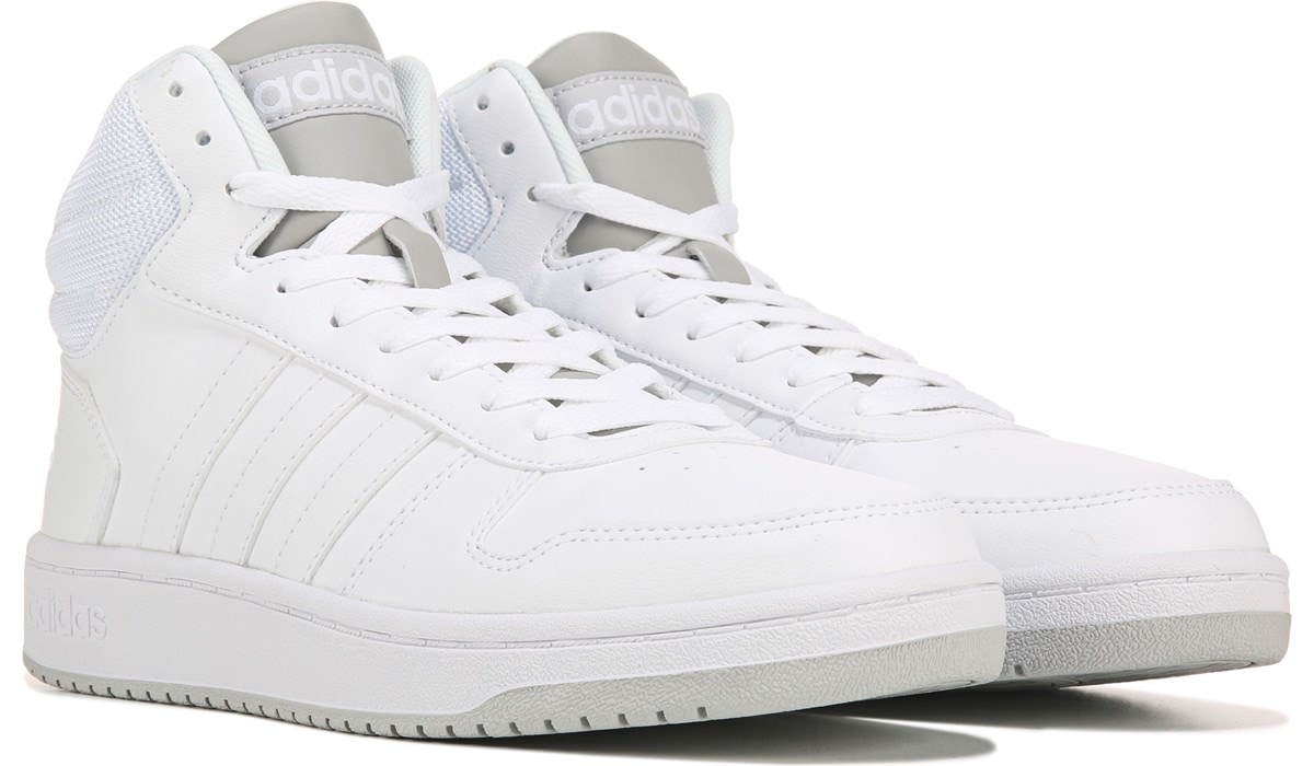 white adidas high top shoes