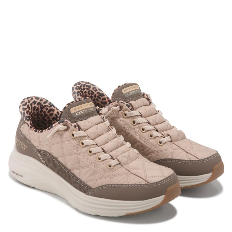 Skechers Women's Slip-Ins Contour Foam Cozy Fit Sneakers (Brown/Leopard) - Size 7.0 M