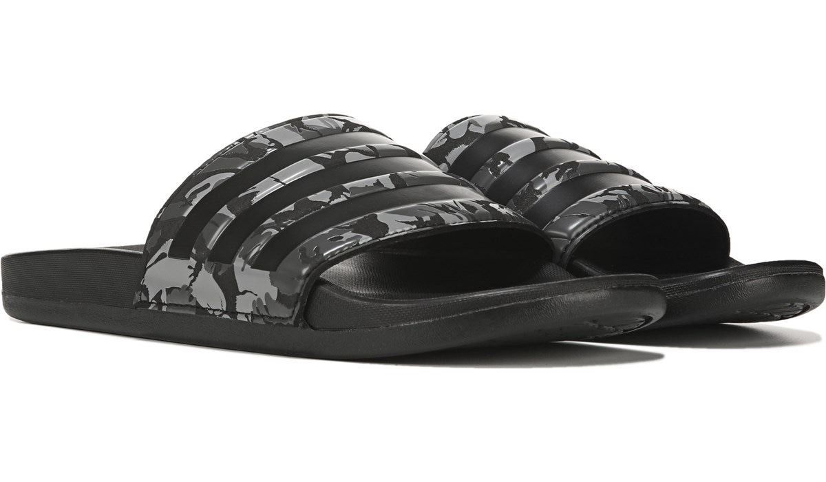 adidas Men's Adilette Comfort Slide Sandal Black, Sandals, Famous Footwear