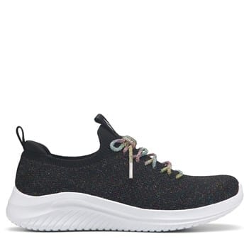 Skechers Kids' Ultra Flex Rhinestone Lace Sneaker Little/Big Kid