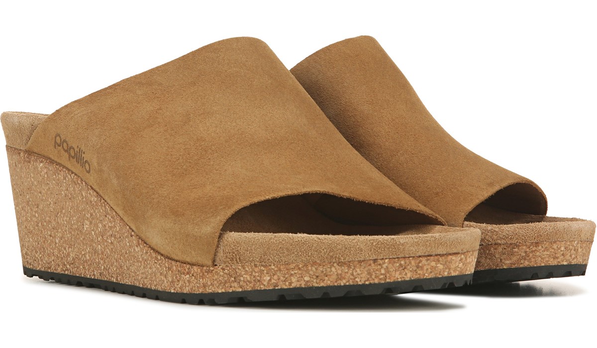 tan wedge mules