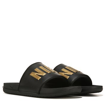 black gold nike slides