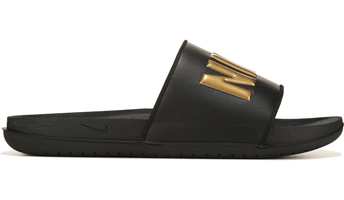 nike slides gold tick