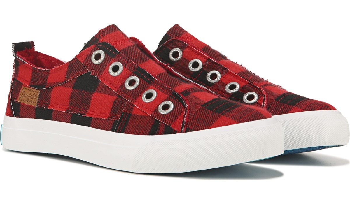 plaid slip on sneakers