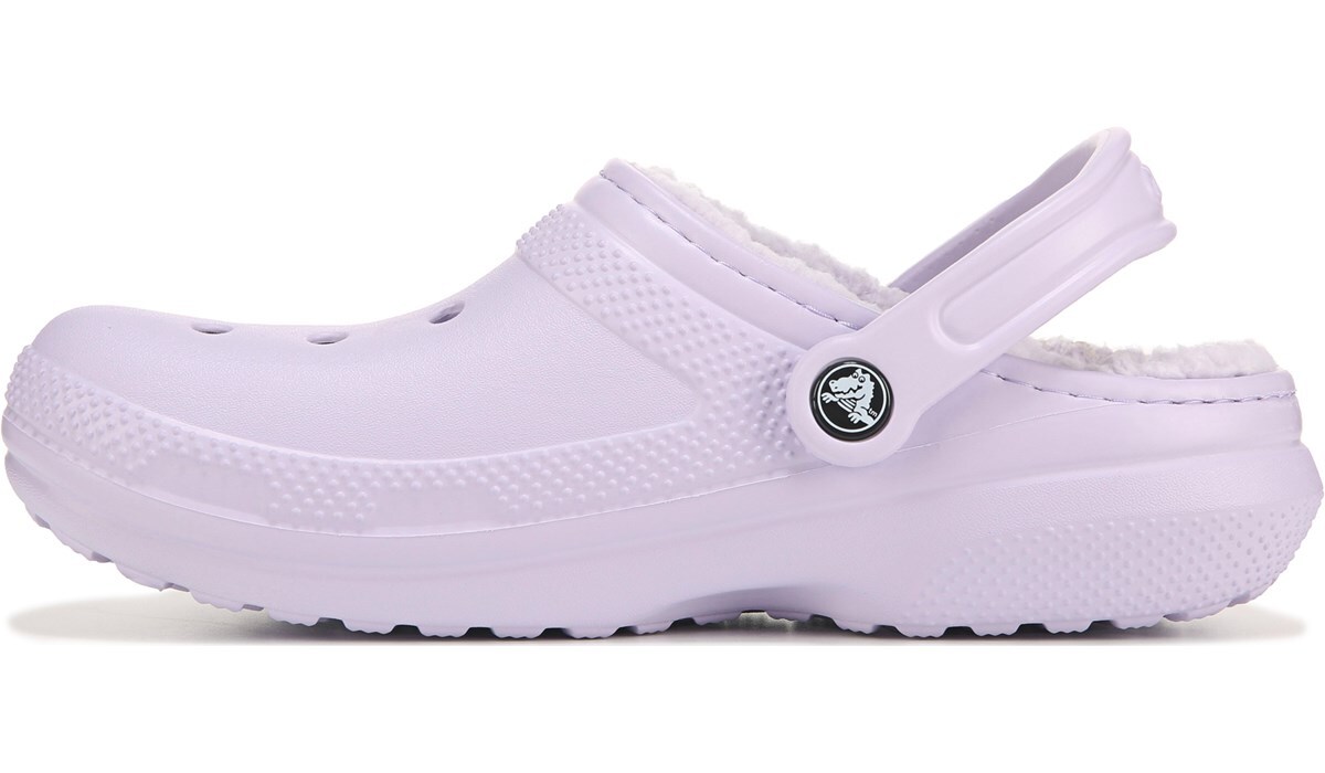 purple fuzzy crocs womens
