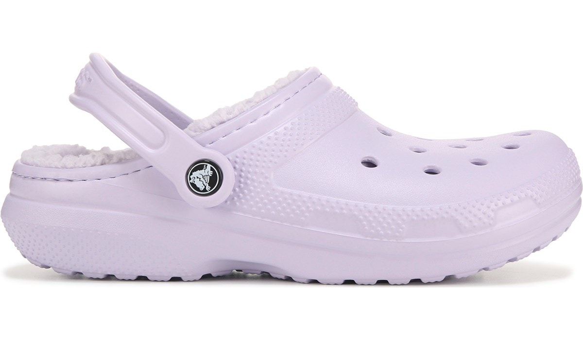 lilac crocs with fur