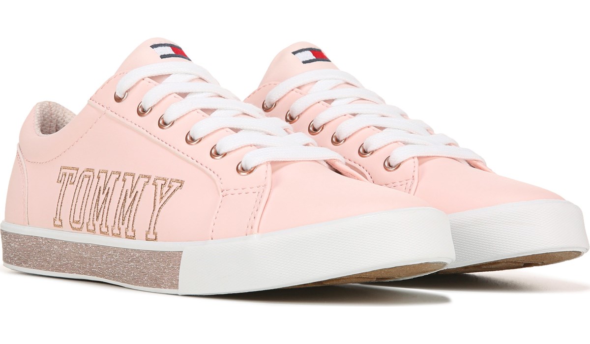 pink and white tommy shoes