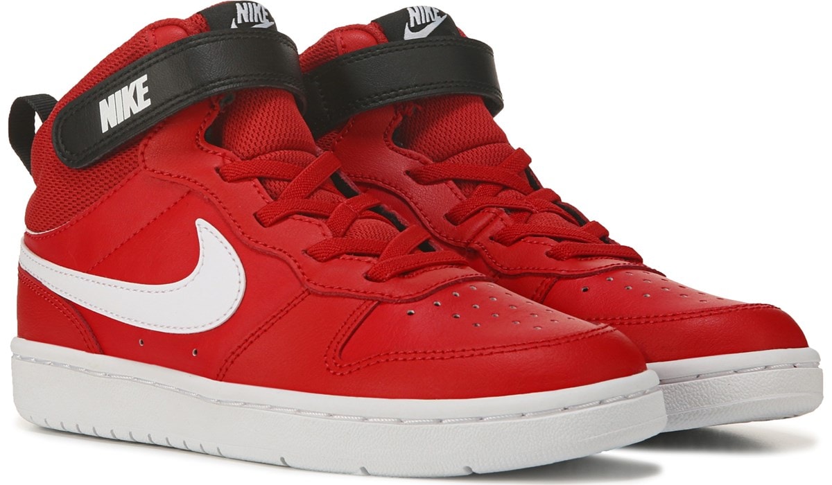 Nike Kids Court Borough 2 High Top Sneaker Little Kid Red Sneakers And Athletic Shoes Famous Footwear