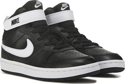 white and black nike high tops