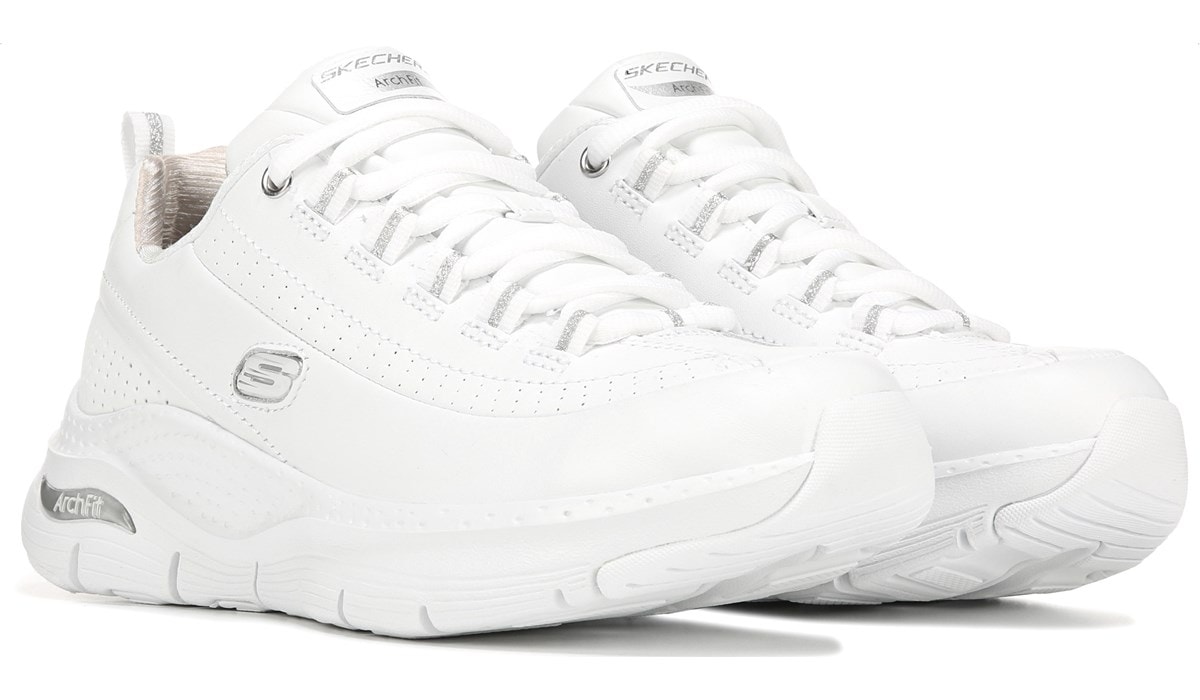 skechers all white sneakers