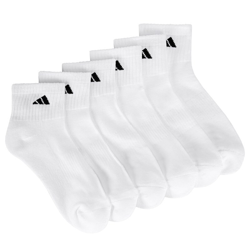 Adidas Men's 6 Pack Athletic Ankle Socks (White) - Size 0.0 OT