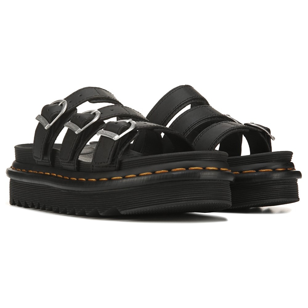 BLAIRE LEATHER SLIDE SANDALS