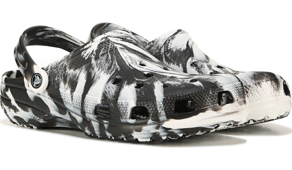 black and white crocs